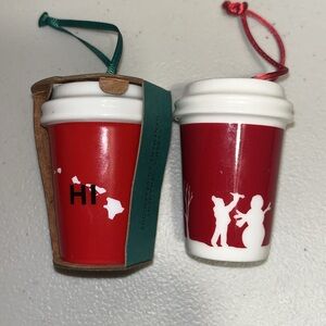 🎄 Starbucks Christmas ornaments set of 2 : HI and